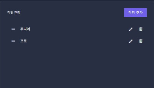 써팀 관리자 직위/직책 관리 · 목록·추가