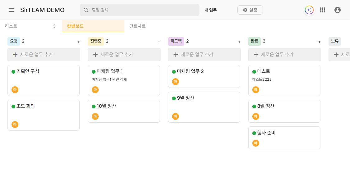 써팀 상태별 업무를 확인하는 칸반보드