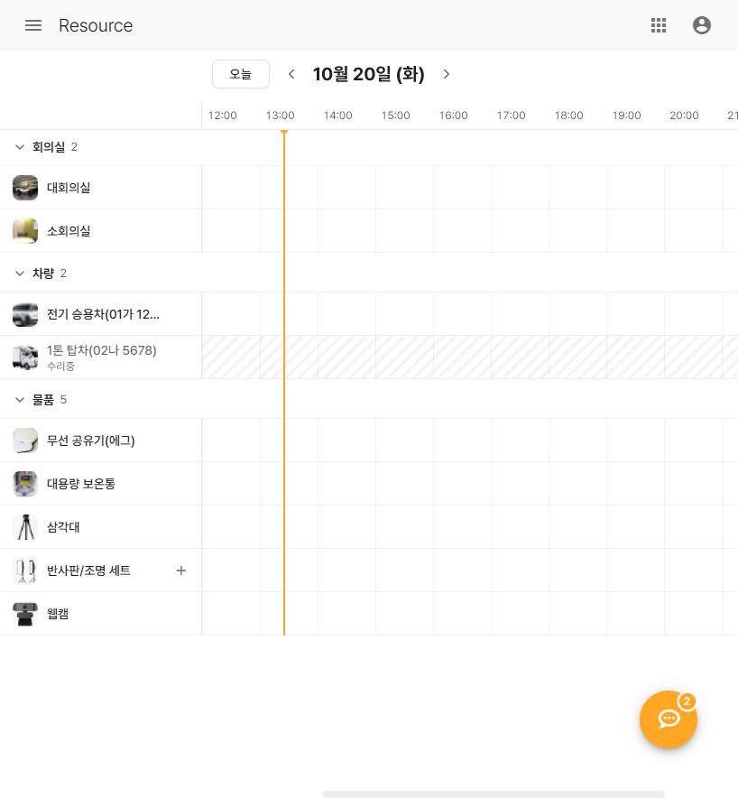자원별 예약 현황
